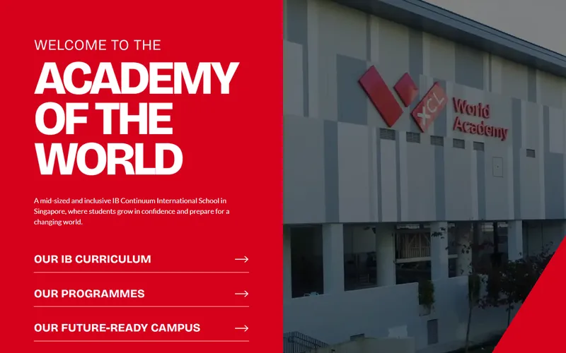XCL World Academy homepage screenshot