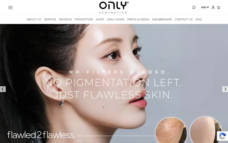 Only Aesthetics Singapore homepage