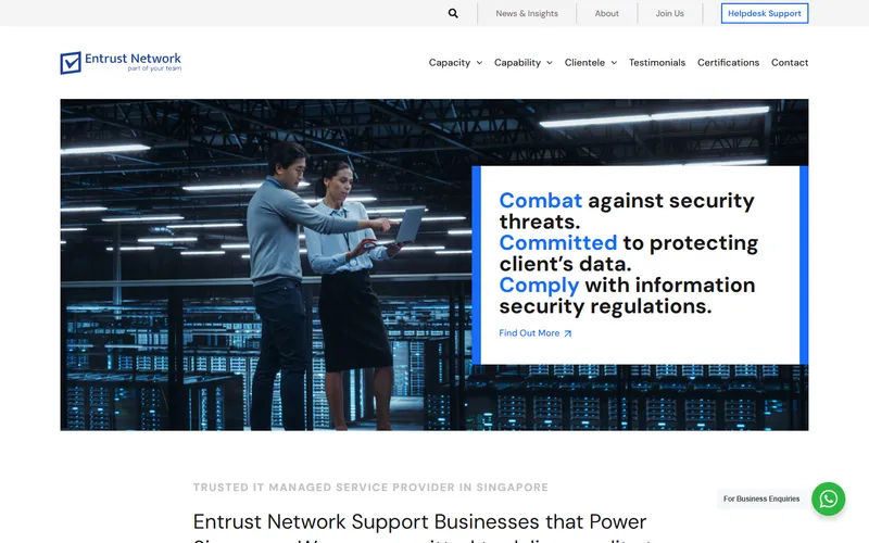 Entrust Network IT support Singapore homepage