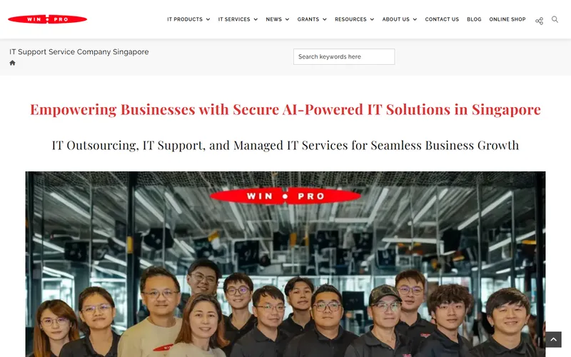 Win-Pro Consultancy IT support Singapore homepage