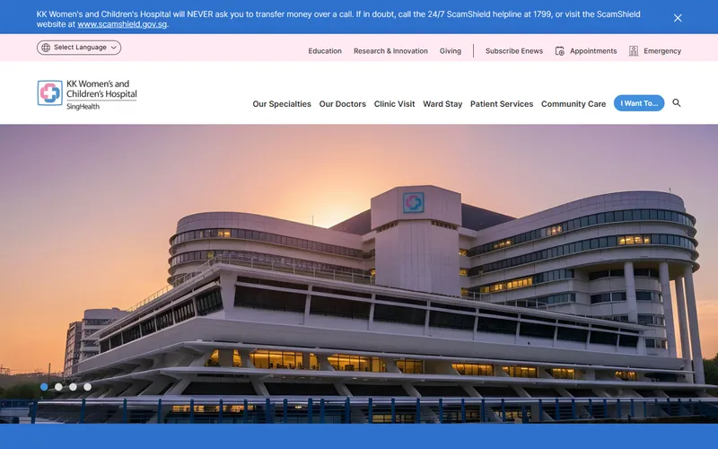 KK IVF Centre homepage