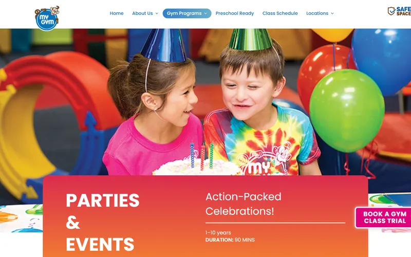 My Gym birthday party Singapore homepage