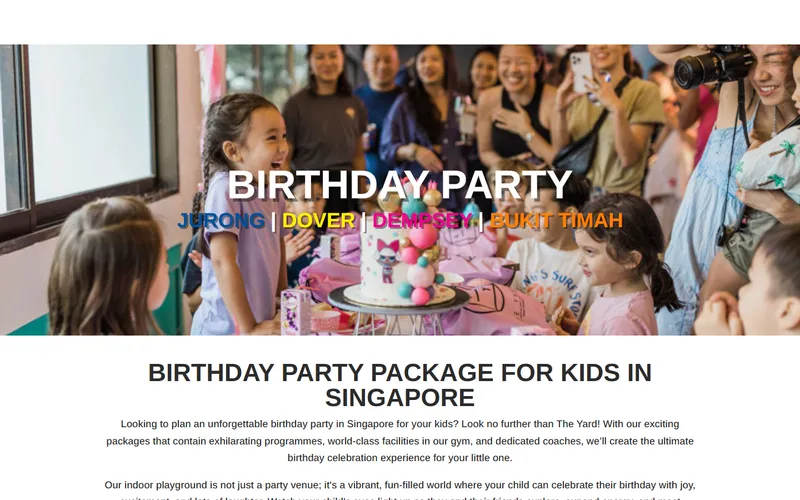 The Yard gymnastics birthday party Singapore homepage