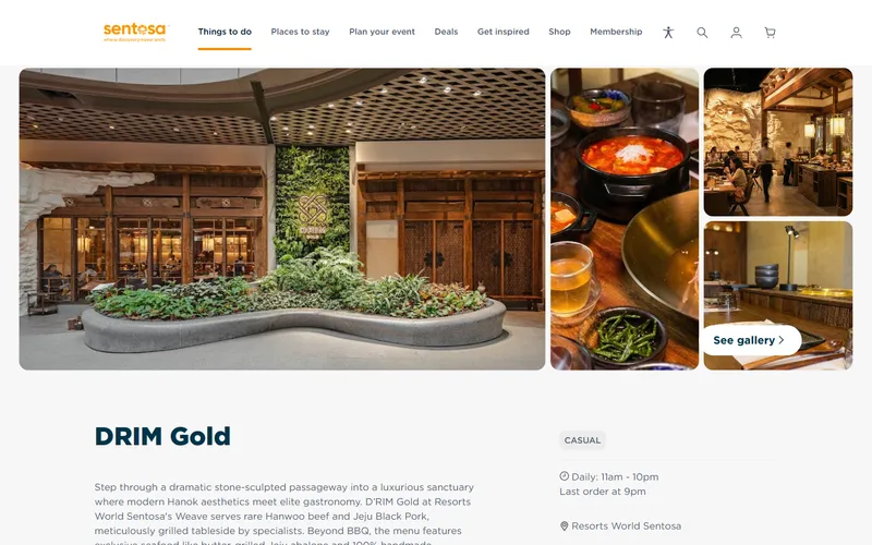 DRIM Gold listing on the Sentosa website
