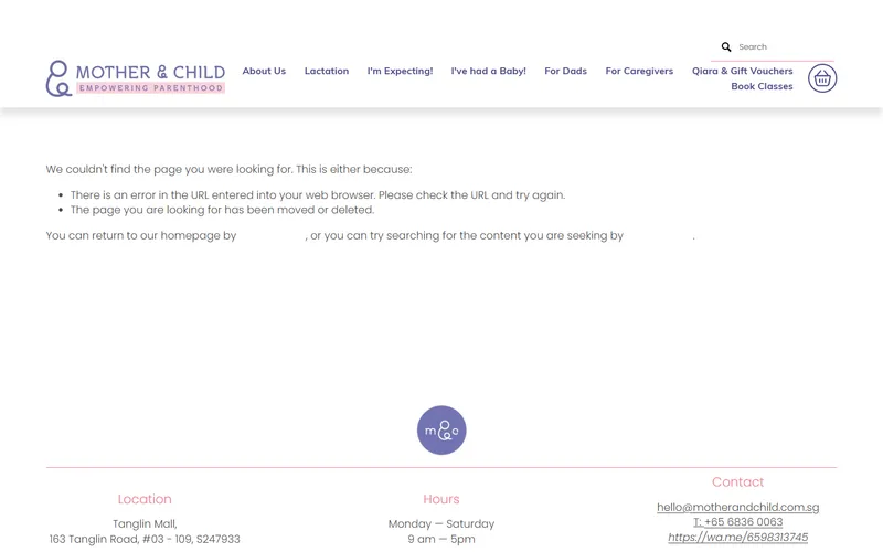 Mother and Child lactation consult homepage