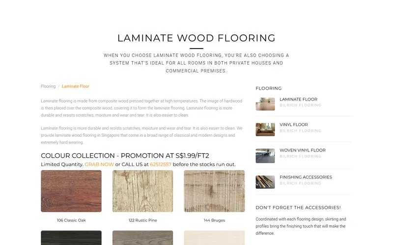 Bilrich laminate flooring Singapore homepage