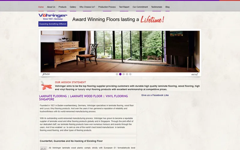 Vohringer laminate flooring Singapore homepage