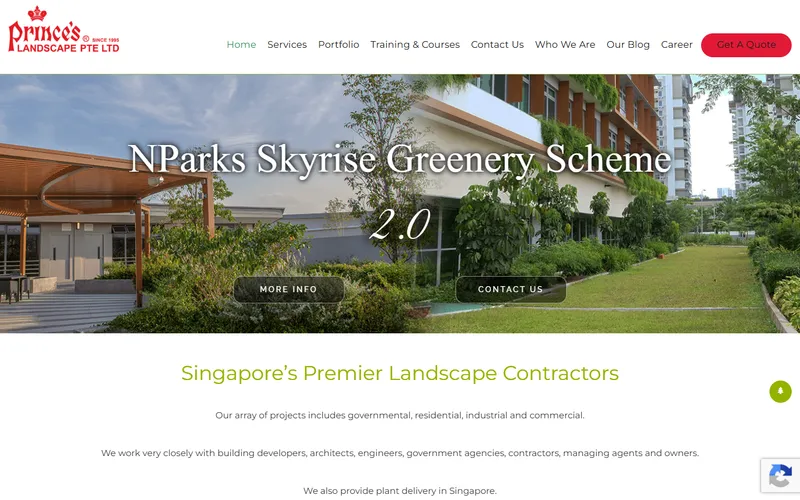 Prince Landscape Singapore homepage