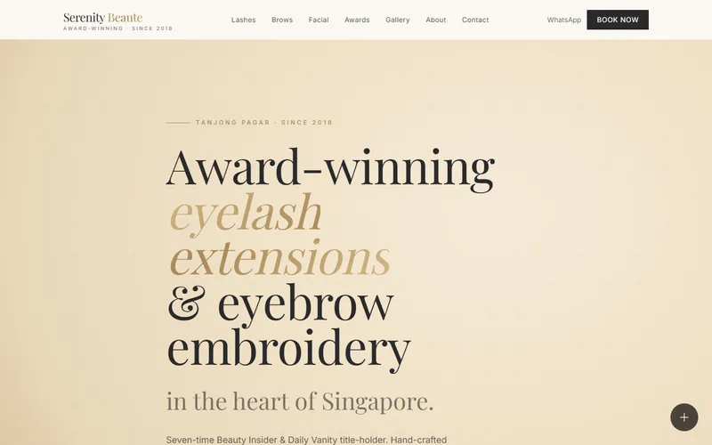 Serenity Beaute homepage
