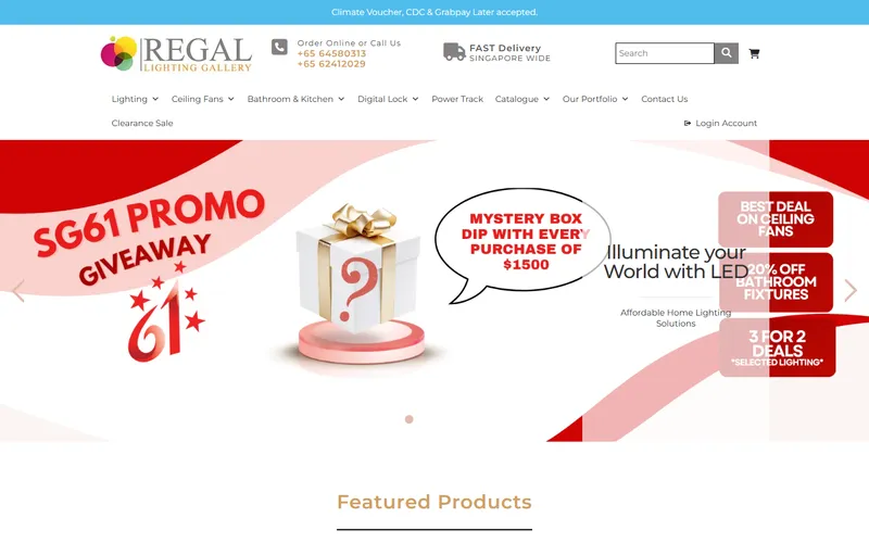 Regal Lighting Singapore homepage
