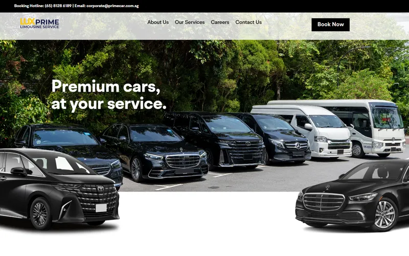 Lux Prime limousine services homepage