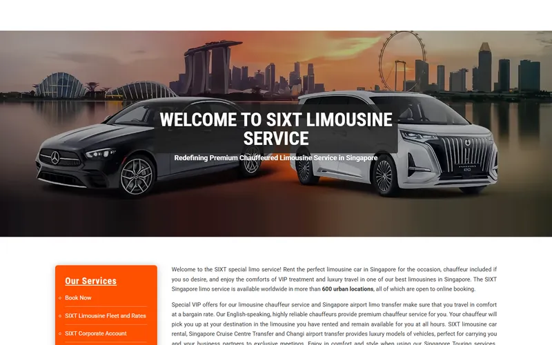 Sixt Limousine Singapore homepage