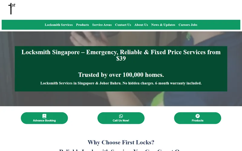 First Locks locksmith Singapore homepage