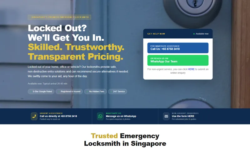Nexus Locksmiths Singapore homepage