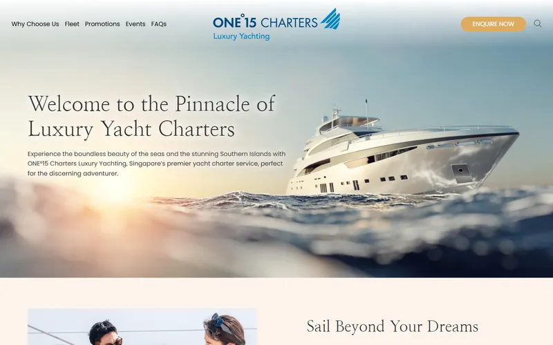 ONE 15 Luxury Yachting Singapore homepage