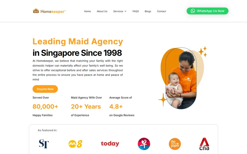 Homekeeper Maid Agency homepage