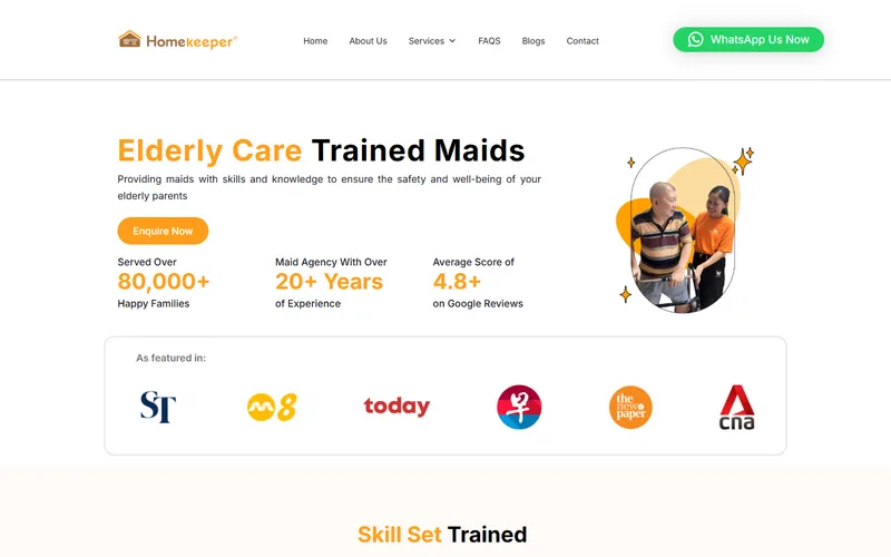 Homekeeper Maid Agency homepage