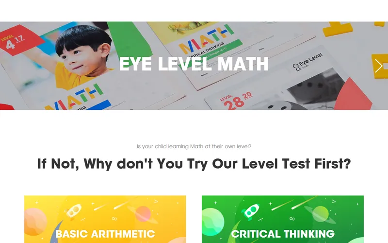 Eye Level Singapore maths homepage screenshot