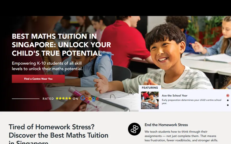 Mathnasium Singapore homepage screenshot