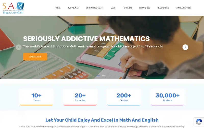 Seriously Addictive Mathematics homepage screenshot