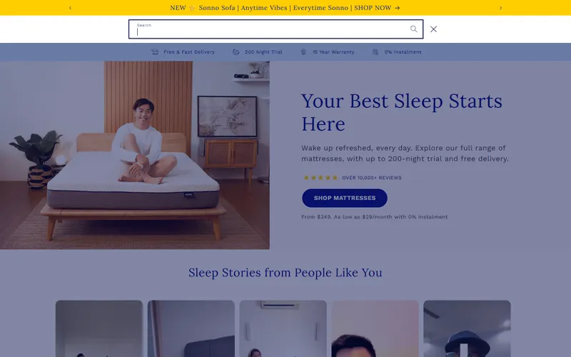Sonno homepage