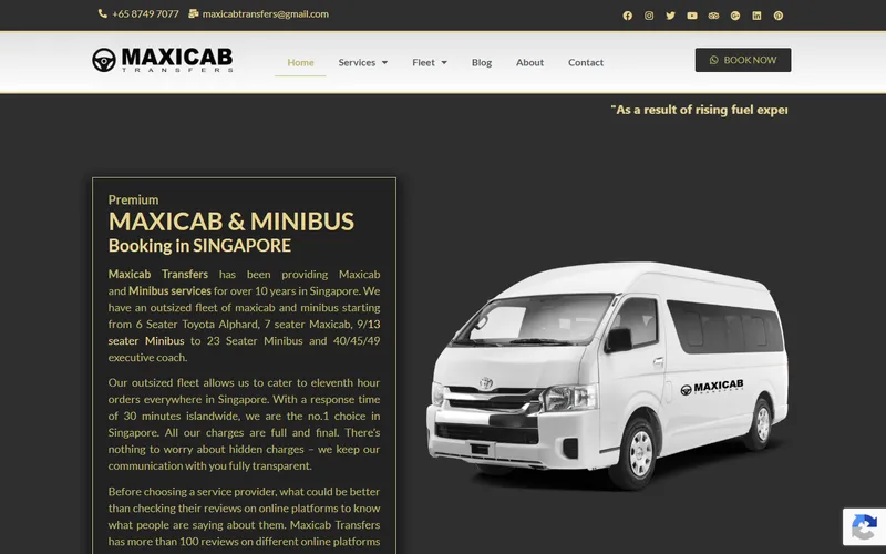 Maxicab Transfers homepage
