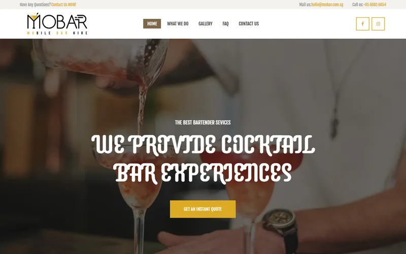 MOBAR mobile bar Singapore homepage