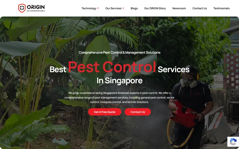 Origin Exterminators homepage