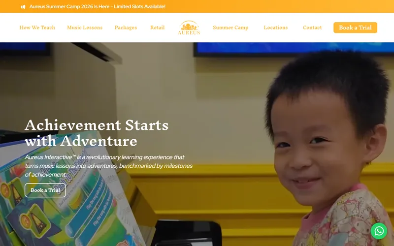 Aureus Academy homepage screenshot