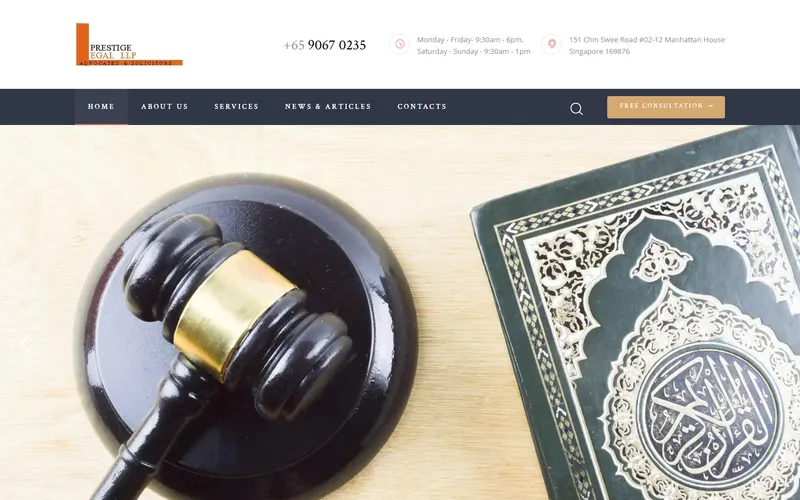 Prestige Legal LLP homepage