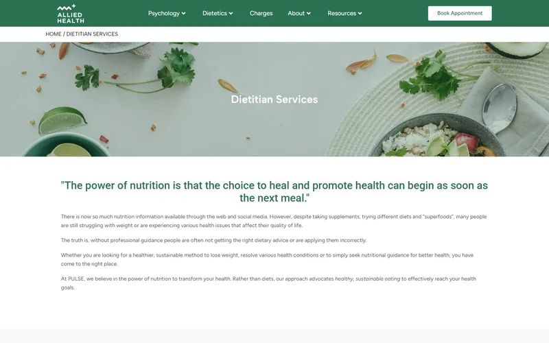 PULSE+ Allied Health medical nutrition therapy page