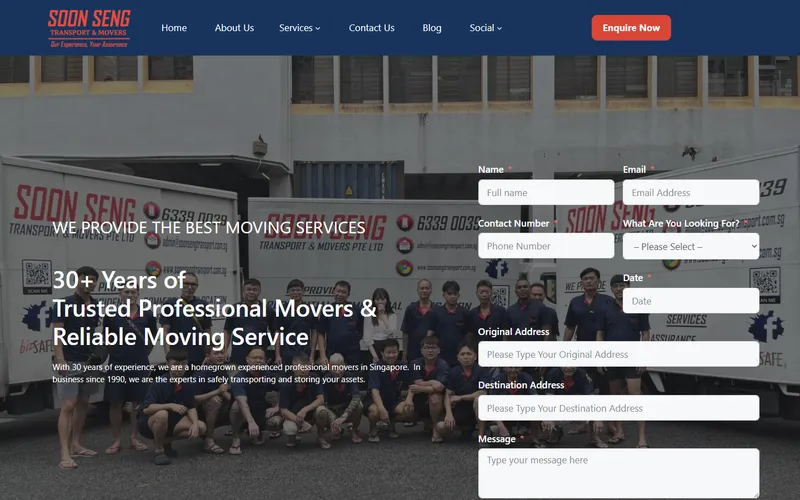 Soon Seng Transport Singapore homepage