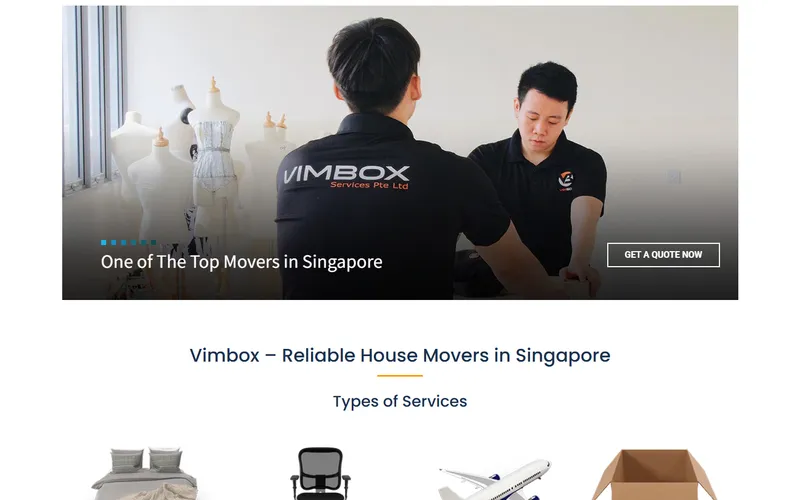 Vimbox Movers Singapore homepage