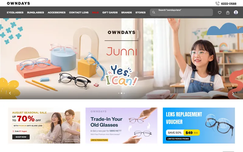 OWNDAYS Singapore homepage