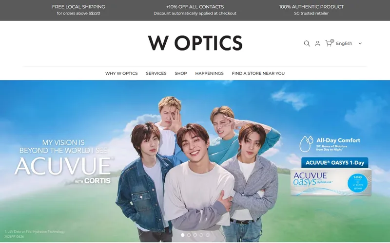 W Optics Singapore homepage