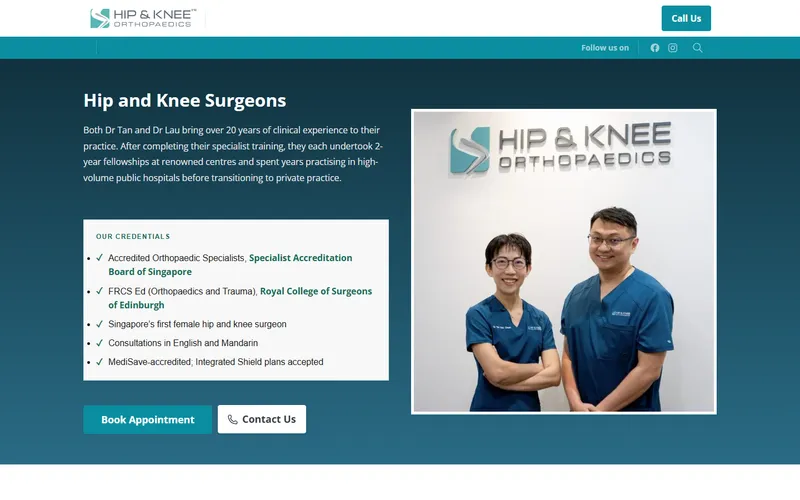 Hip and Knee Orthopaedics Singapore homepage