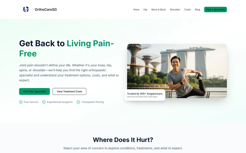 OrthoCare SG Singapore homepage