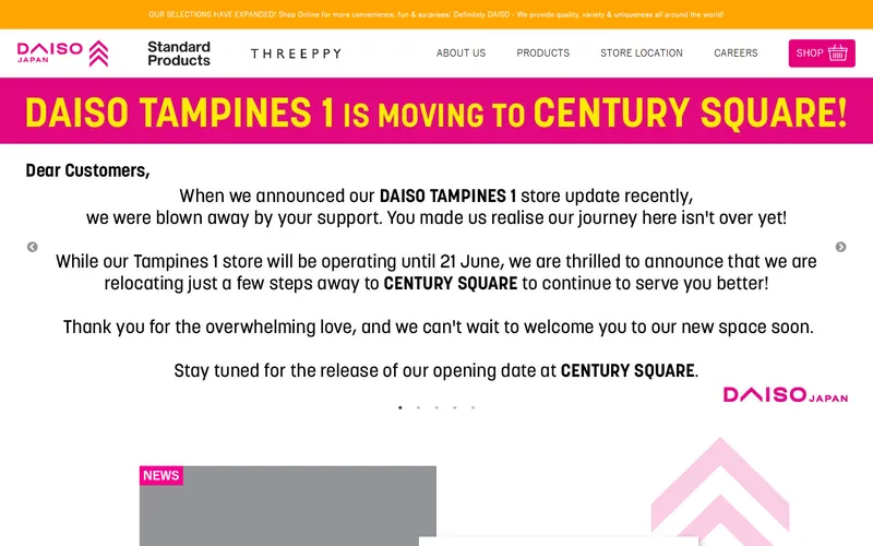 Daiso Singapore homepage