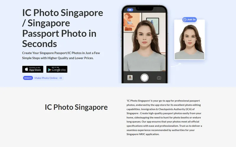 IC Photo Singapore passport photo service homepage