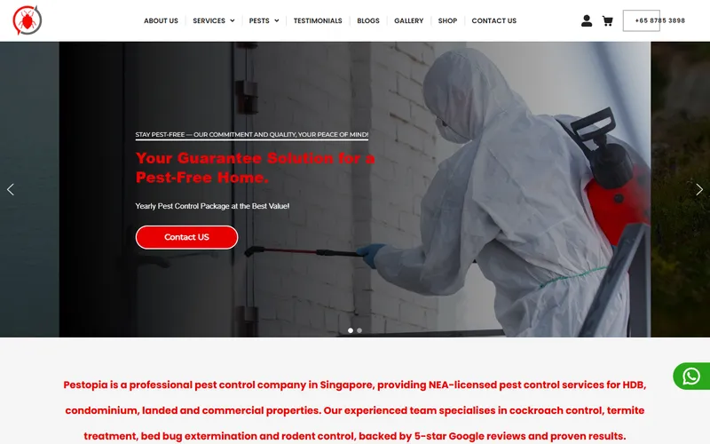 Pestopia Singapore homepage