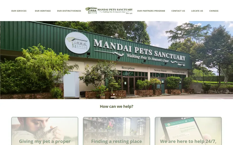 Mandai Pets Sanctuary homepage