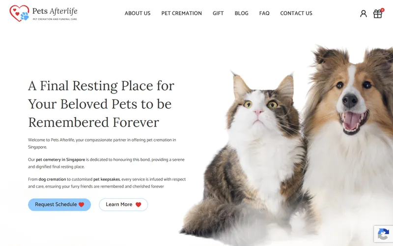 Pets Afterlife homepage