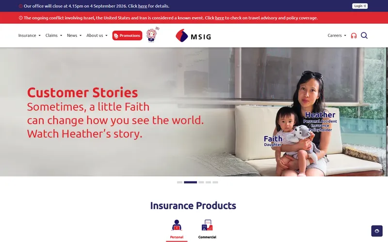 MSIG Singapore homepage
