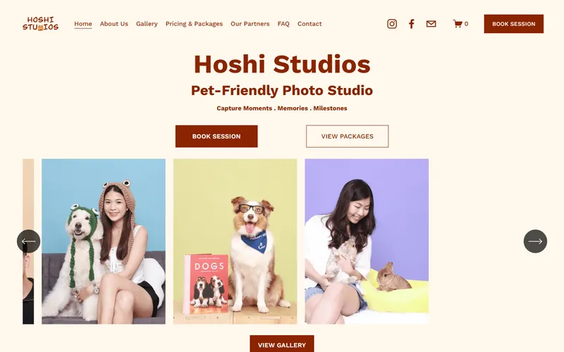 Hoshi Studios pet-friendly self photo studio homepage