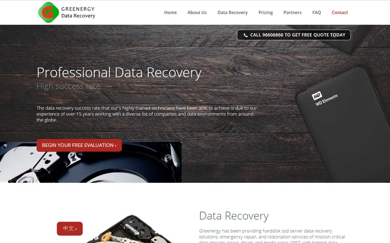 Greenergy Data Recovery homepage