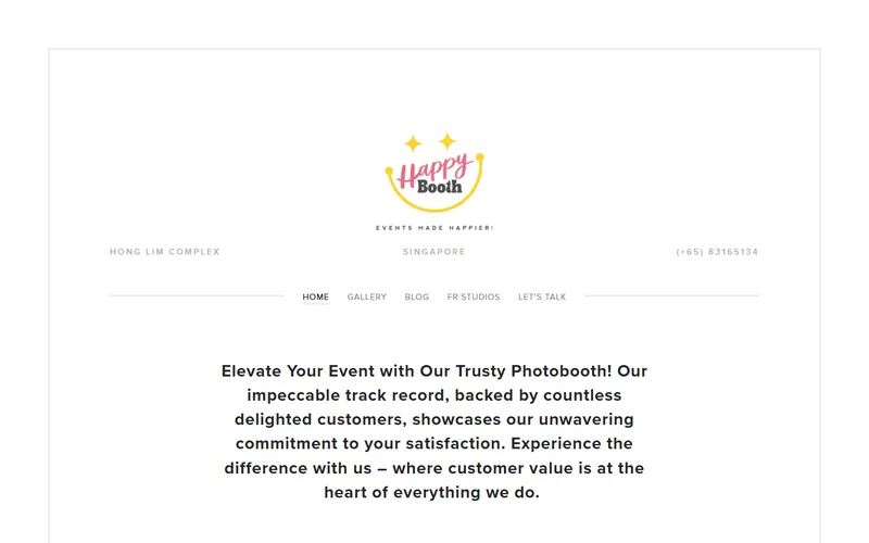 Happy Booth Singapore homepage