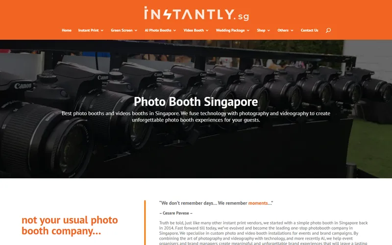 Instantly photo booth Singapore homepage