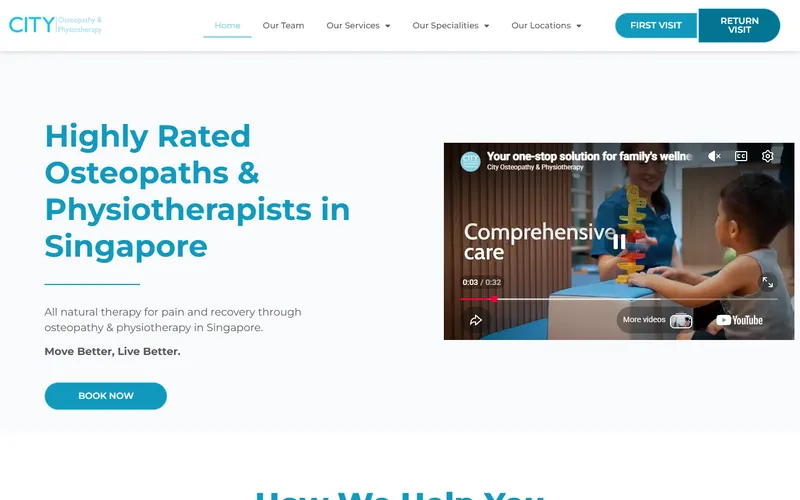 City Osteopathy and Physiotherapy homepage screenshot