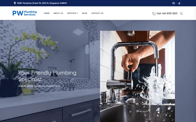 PW Plumbing homepage