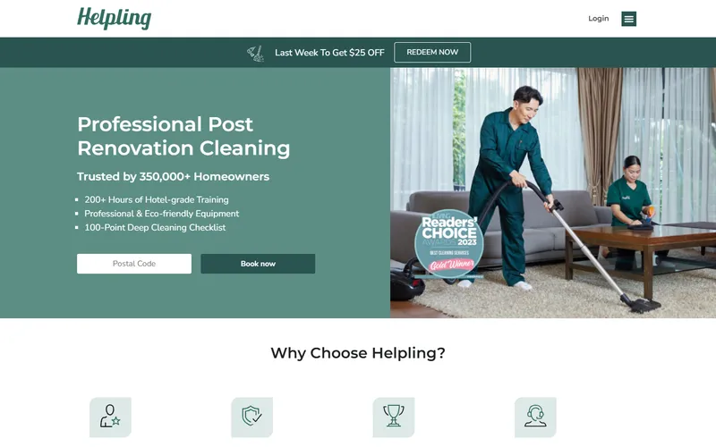 Helpling homepage